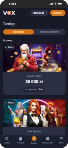 Turnieje w VOX Casino app – nagrody do 35 000 zł dla aktywnych graczy